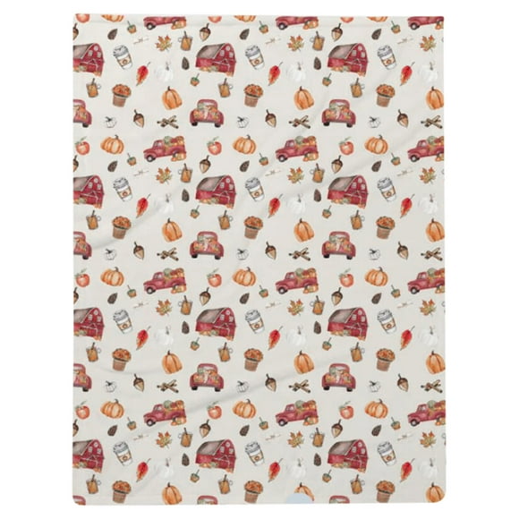 Wefuesd Thanksgiving Pumpkin Maple Leaf Printed Flannel Fall Blanket, Decorative Couch, Sofa, Travel, Lap, Bed Throw Blanket, Personalized Blanket, Bedroom Furniture, Blankets