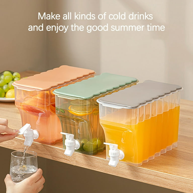 SDJMa Drink Dispenser for Fridge, Beverage Liquid Drink Container for  Party,3.6L, Cold Water Pitcher Lemonade Stand Juice Jug with Spigot  (Orange) 