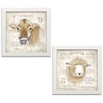 thumbnail image 2 of Gango Home Decor French Country Farm Animals Wall Art; Two Off-White 12x12in Art Prints in White Frames, 2 of 6