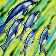 Blue Dolphins Playing Ceramic Tile 8 Inches