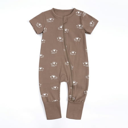 

Leutsin Newborn Infant Baby Girl Clothes Cotton Linen Rompers Toddler Baby Boys Girls Cute Cartoon Animal Pattern Short Sleeve Double Zipper Romper Jumpsuit