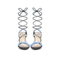 thumbnail image 3 of BLISSFUL STEP Butterfly Rhinestone Lace Up Block Heel Sandals for Women Deep Blue (Size 8.5), 3 of 7