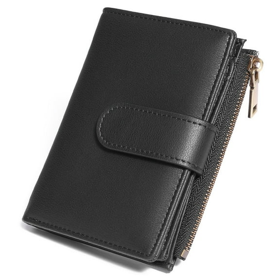GAEKEAO Small Wallets for Women Leather RFID Blocking Bifold Zipper Pocket Wallet Card Case Purse with ID Window
