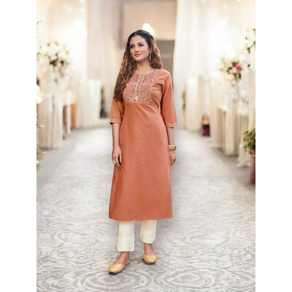 Kivi Liza, Designer Rayon Kurti with Intricate Embroidery Work