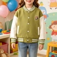 thumbnail image 4 of Coerni Boys & Girls Varsity Jackets Contrast Long Sleeve Embroidery Bomber Jackets Button Down Cardigan Baseball Coats, 4 of 7