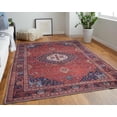 thumbnail image 2 of Feizy Rawlins Transitional Medallion, Red/Blue/Tan, 1'6" x 1'6" Swatch Stain Fade Resistant Pet & Kid Friendly Bohemian & Eclectic Oriental Design Carpet for Living Dining Bed Room, 2 of 9