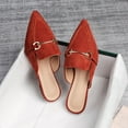 thumbnail image 2 of Women's Spring Autumn Solid Pointed Toe Flat Mules Slippers with Metal Decoration Big Size, 2 of 5