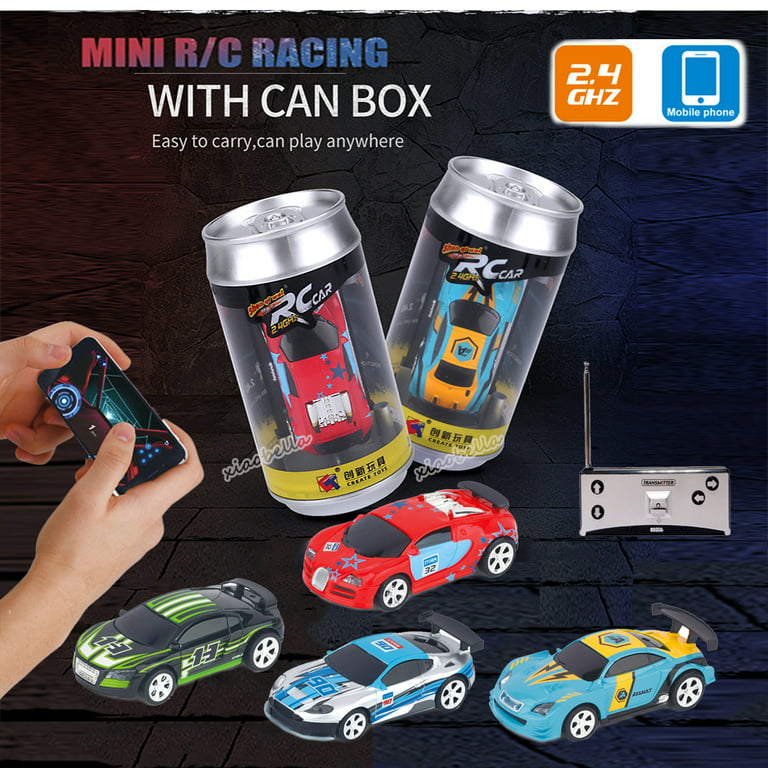 Colorful Race Cars With Soda Type Box - Cool Fun RC Toys