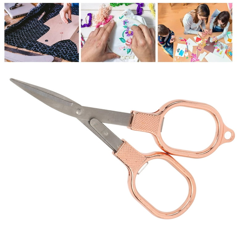 Foldable Scissors, Safe Reliable 8 Shape Rose Gold Color Lightweight  Portable Embroidery Scissors For Paper Cutting For Tourism 