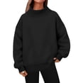 thumbnail image 2 of Mock Neck Sweatshirt Women Womens Oversized Sweatshirts Turtleneck Sweatshirt Pullover Tops No Hood Casual Tops Warm Plain Tops Mockneck Cozy Tunic Drop Shoulder Hoodies Tops Black 3XL, 2 of 4