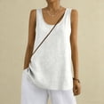 thumbnail image 2 of Linen Tops for Women Comfy Lounge Wear Summer Sleeveless Crewneck Shirt Casual Blouse Loose Fit Gauze Cami Shirts White L, 2 of 5