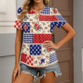 thumbnail image 5 of LWavelet Fourth of July Shirts for Women Short Sleeve Tops V-Neck Casual Patriotic Fireworks Star Graphic Tee Red L, 5 of 7