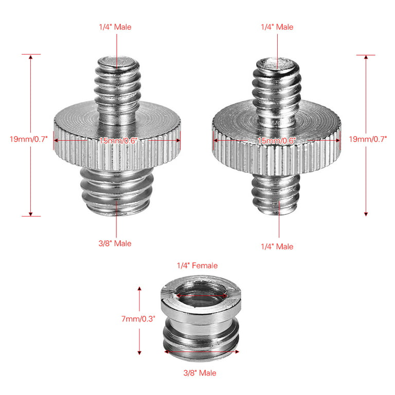 1/4 inch-20 and 3/8 inch-16 Threaded Screw Adapter Mount Set Reducer Bushing Converter for Camera Tripod Monopod Ballhead Light Stand, Size: 4.5