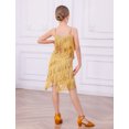 thumbnail image 5 of IDOPIP Kids Girls 1920s Flapper Dress Tassels Sequins Fringe Latin Dance Dress 1920s Gatsby Halloween Party Ballroom Dance Costumes 10-11 Years Gold, 5 of 7