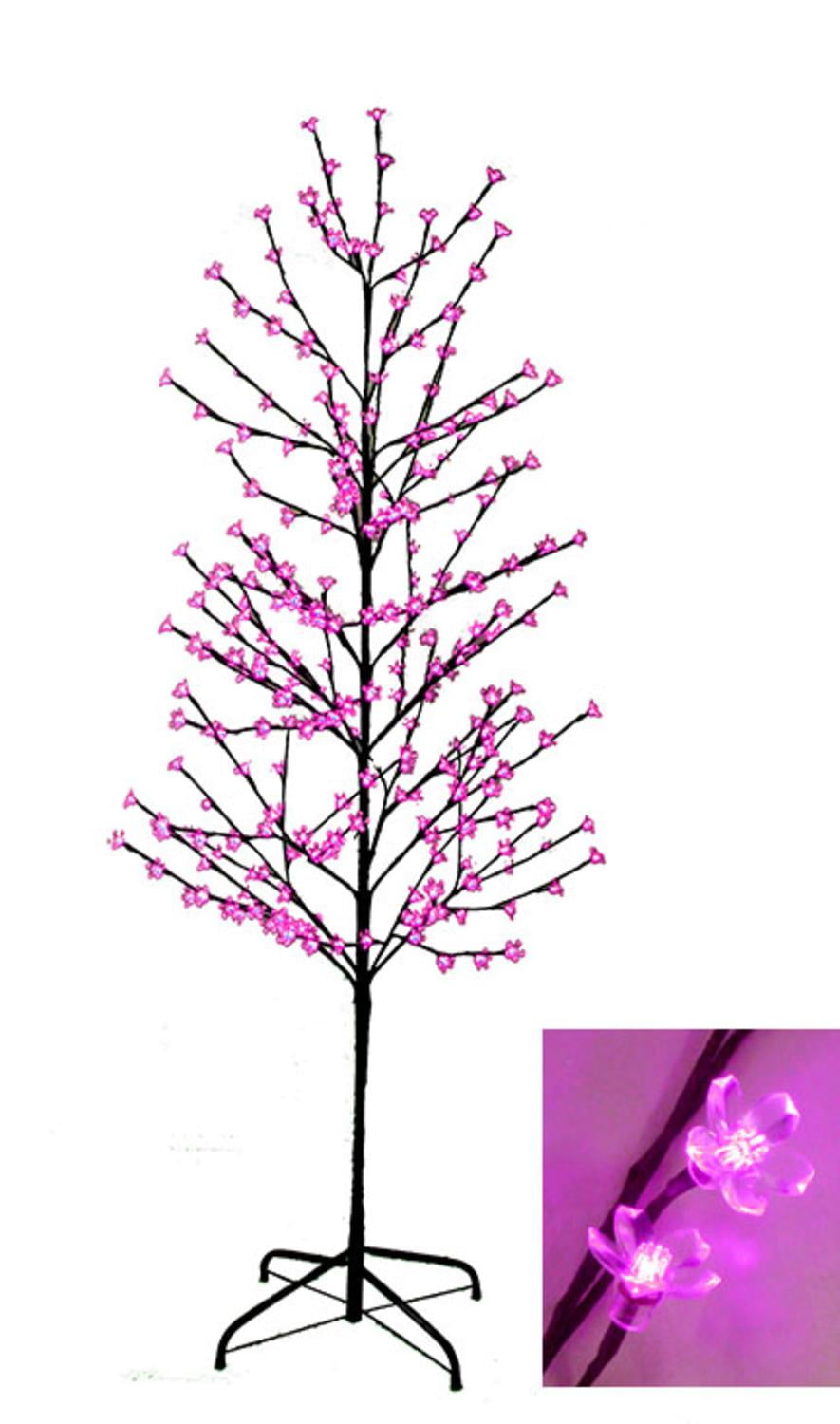 6' Enchanted Garden LED Lighted Cherry Blossom Flower Tree Pink