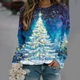 thumbnail image 2 of Feancey Womens Christmas Tops Fancy Xmas Tree Graphic Pullover Dressy Casual Round Neck Long Sleeve Blouse Holiday Novelty Ladies Gifts Multicolor3 5XL, 2 of 8
