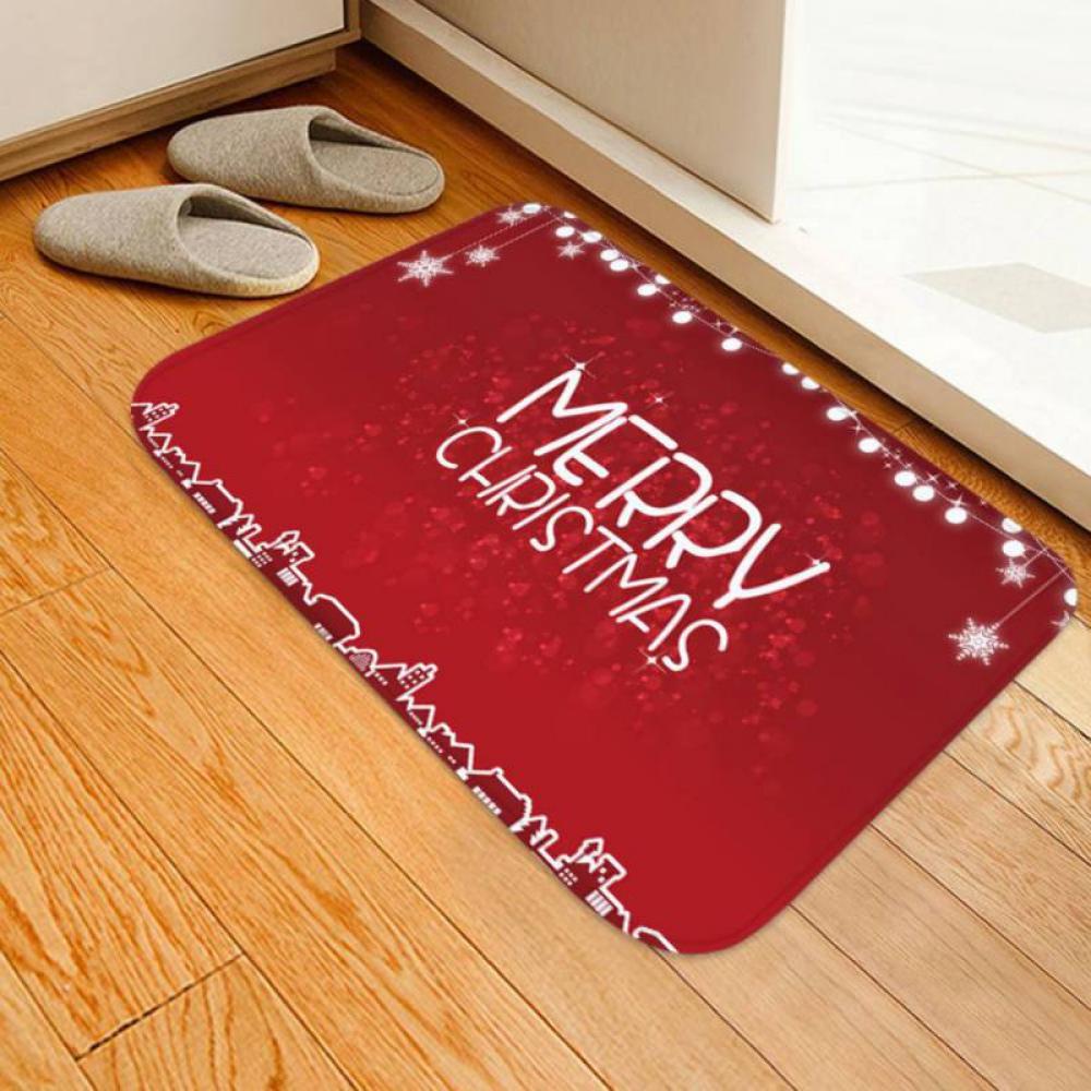 Christmas Mats and Rugs Flannel Fabric Non Slip Rubber Backing
