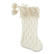 Holiday Time 20inch Cable Knit Christmas Stocking, Cream Color