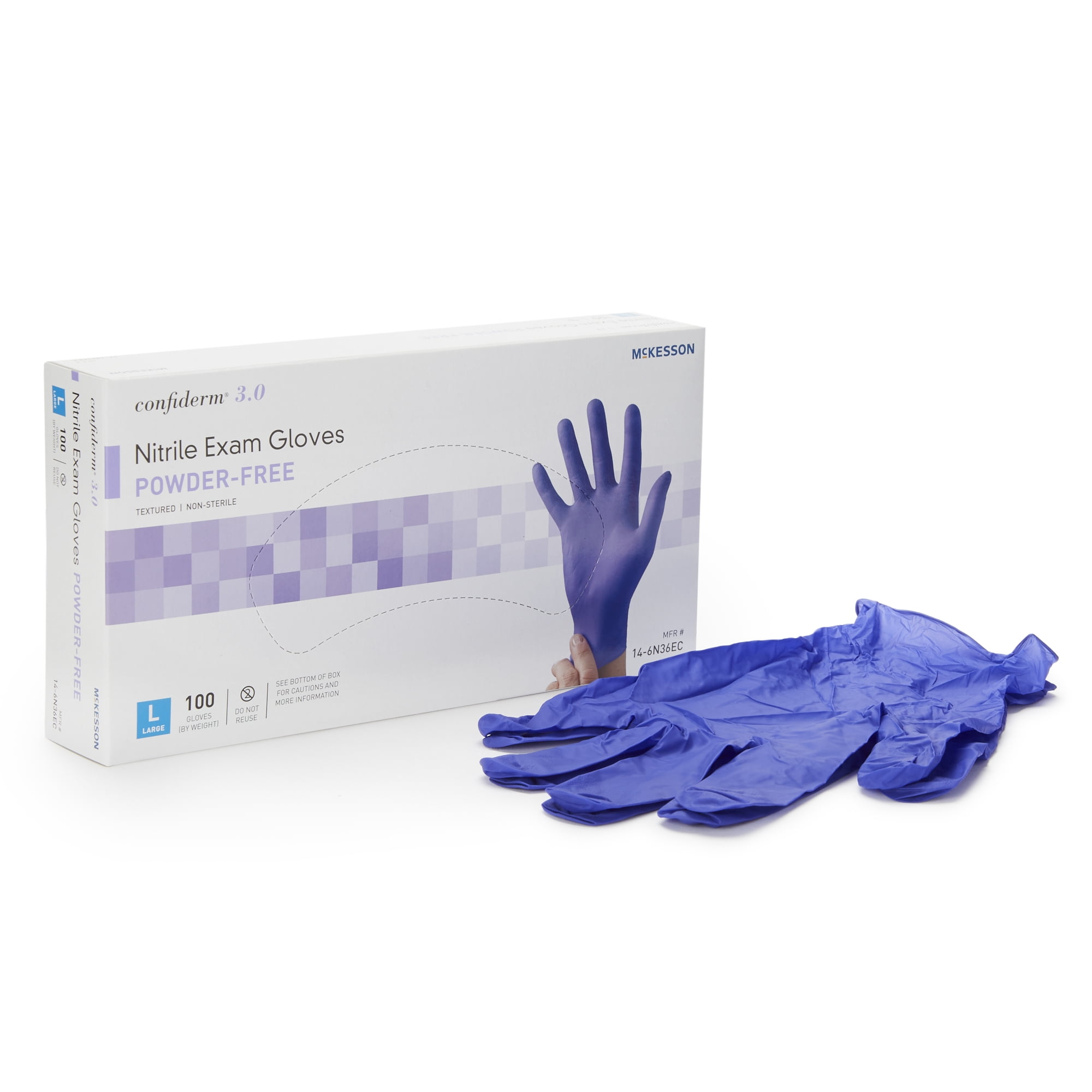 McKesson Confiderm 3.0 Nitrile Exam Glove Large, Nonsterile, Latex