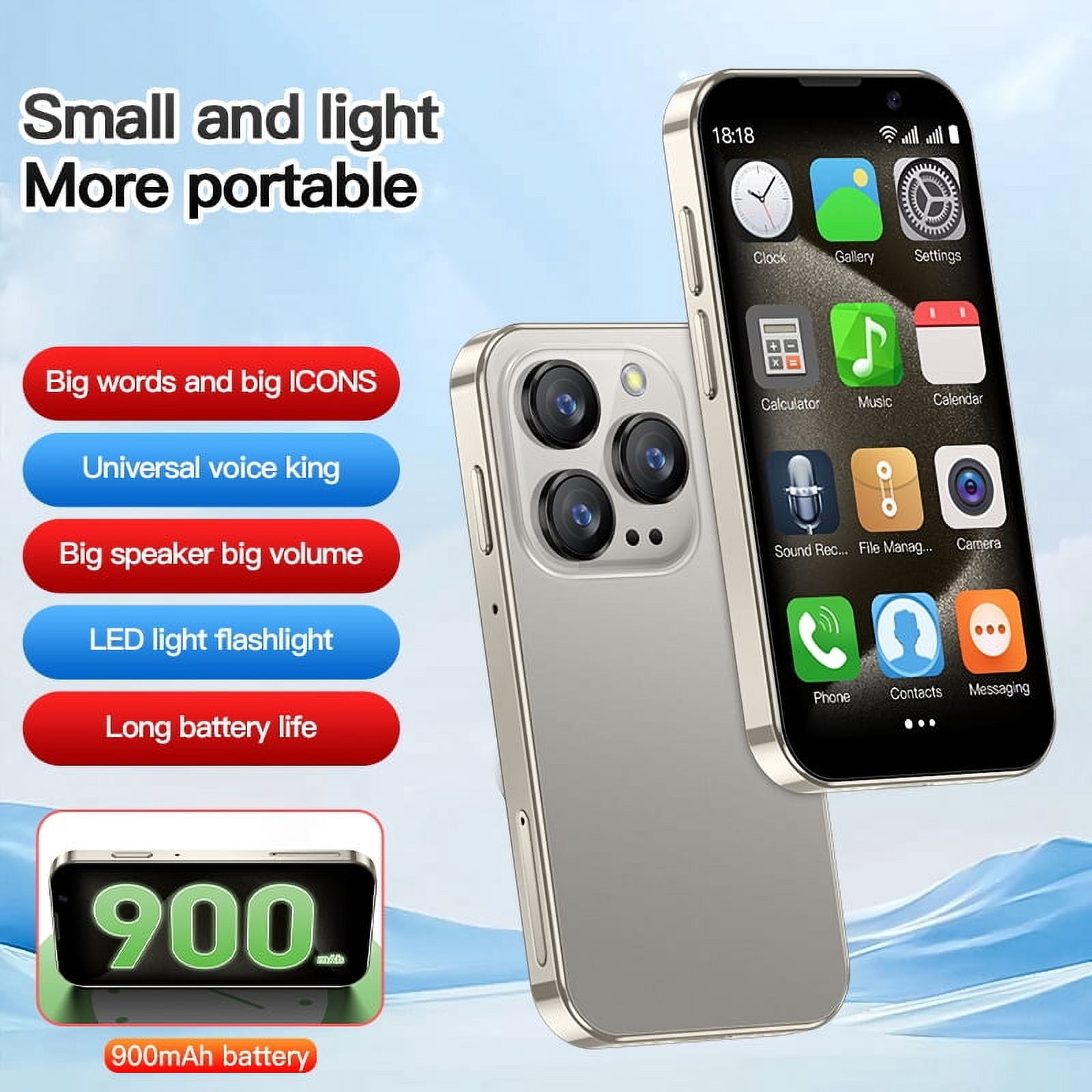 AIEK XS18 Pro 3.0" Mini Smart Phone Android  Face ID 2GB RAM 16GB ROM Facial Recognition Dual SIM Standby 3G Small Phone