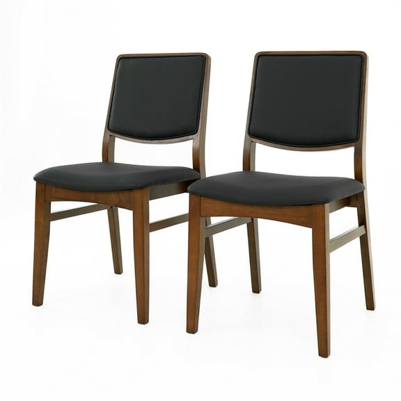 Andover Stylish Mid-Century Modern Solid Wood Dining Chairs in Black (Set of 2)