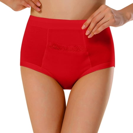 Cathalem Panties for Women High Waist Seamless Women s Double Support  Cool Comfort Underwear  Full Coverage Brief Panty(Red XXXL)