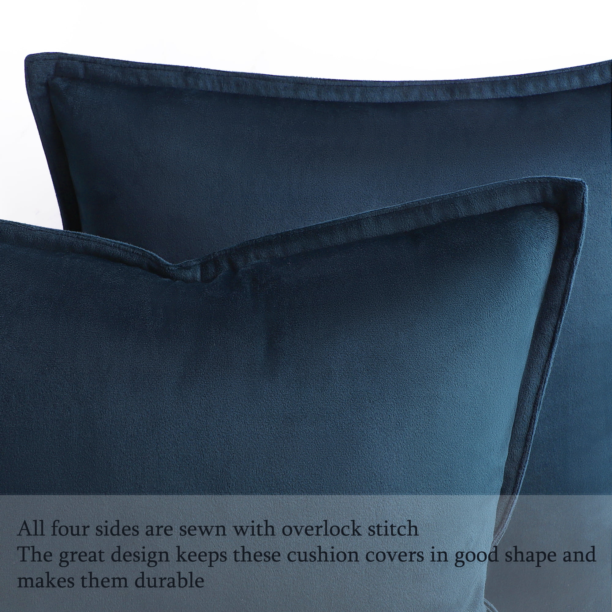 Unique Bargains 2Pcs Velvet Soft for Sofa Throw Pillow Covers Navy 18"x18"