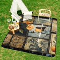 thumbnail image 6 of Bohemian Color Picnic Blanket Waterproof Outdoor Beach Blanket Hand-held Pad Suitable for Travel, Camping, Beach, Family Gatherings, 6 of 7