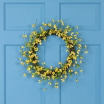 Northlight 12" Unlit Yellow Nature Inspired Forsythia Artificial Floral Spring Wreath