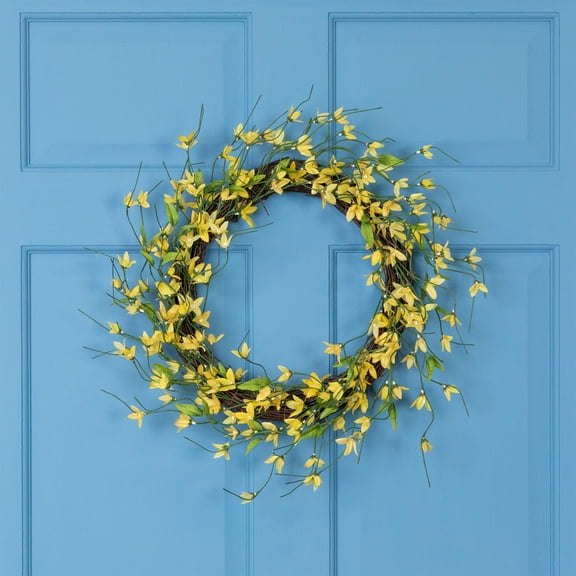 Northlight 12" Unlit Yellow Nature Inspired Forsythia Artificial Floral Spring Wreath