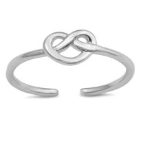 Sterling Silver Pretzel Knot Heart Ring High Polish Adjustable Midi Band Jewelry Female Unisex