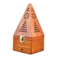 thumbnail image 3 of Quemador de incienso de madera, quemador de incienso de madera, porta incienso en forma de pirámide con Madera amarilla alta, 3 of 9