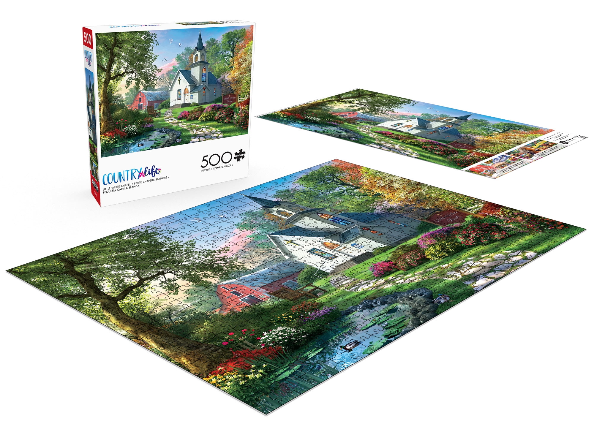 Buffalo Games 500-Pieces Little White Chapel Interlocking Jigsaw Puzzle for Adults Ages 14+