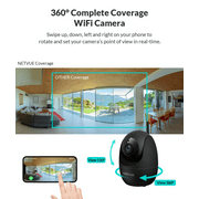 Pet Camera, Wireless Home Security Camera, 1080P Indoor Surveillance Netvue Dog Camera - 2.4GHz Wi-Fi Black
