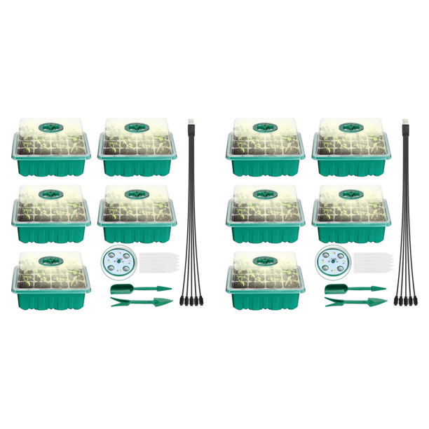 Bandejas de semillas para plantas de inicio Wdftyju con luz de cultivo Verde 10 Uds