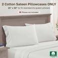 thumbnail image 3 of California Design Den Standard Pillow Cases Set of 2 - 600 Thread Count 100% Cotton Sateen, Fits both Standard & Queen Pillows - Eggshell Cream, 3 of 8