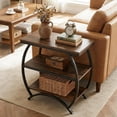 thumbnail image 5 of Finmind Narrow End Table Set of 2, 3-Tier Side Table with Storage Shelves & Metal Frame for Living Room or Bedroom, Rustic Brown, 5 of 8