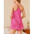 thumbnail image 3 of Ekouaer Satin Pajama Set for Women 2 Piece Camisole Top and Shorts Silk Lingerie with Ruffle Floral Nightwear, 3 of 6