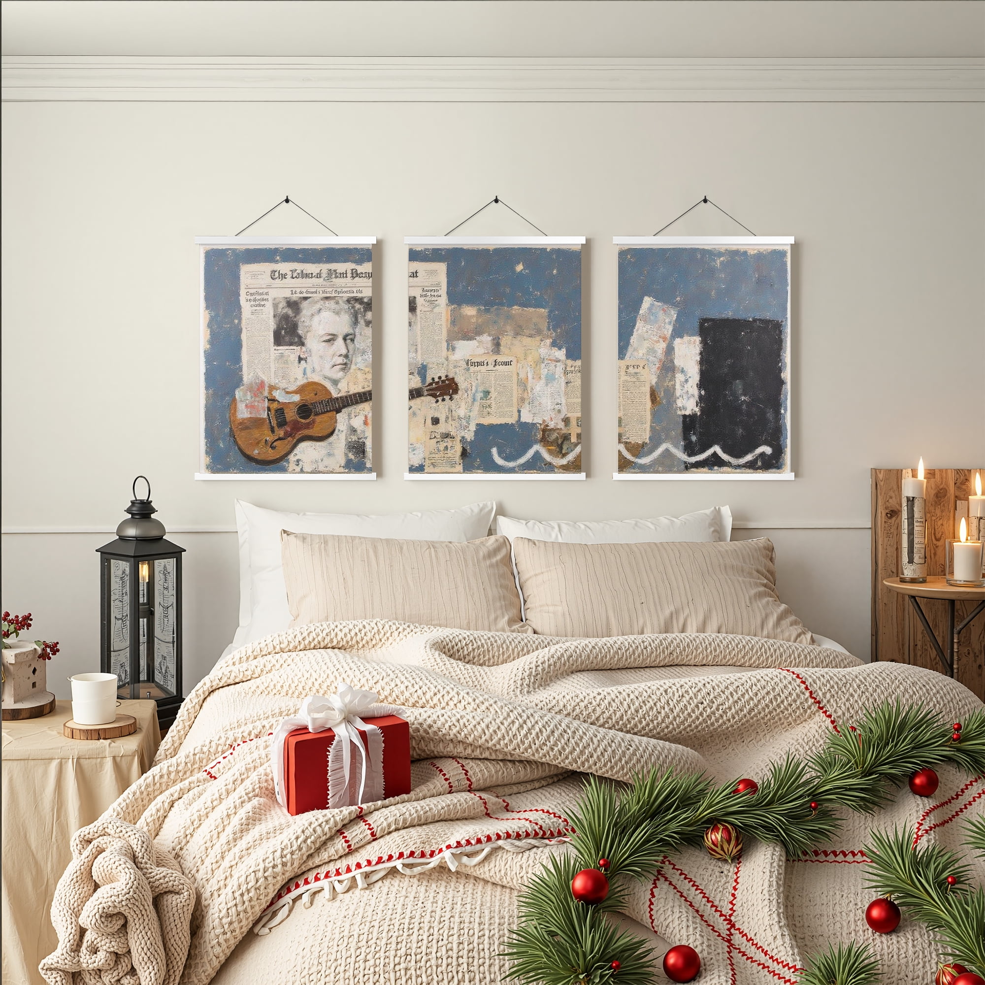 MAYEERTY Modern Abstract Wall Art Painting, Living Room Decor, White Hanging Rod Frame, 23.6"x15.8"