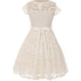 thumbnail image 2 of Big Girls' Illusion Lace Top Stone Belt Flowers Girls Dresses Off White 12 (J19KS88), 2 of 3