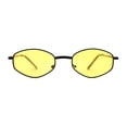 thumbnail image 3 of Narrow Hexagon Hippie Color Lens Metal Rim Dad Shade Sunglasses Black Yellow, 3 of 4