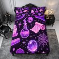 thumbnail image 4 of Erosebridal Neon Witch Bed Sheets 4-Piece,Magic Symbols Full Size Sheets,Purple,1 Flat Sheet, 1 Fitted Sheet and 2 Pillowcases, 4 of 6