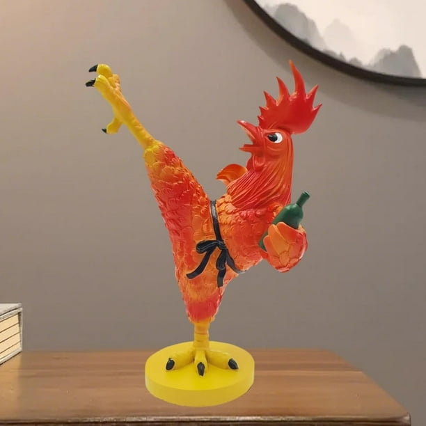 Estatuilla de escritorio, estatua artística, estatua de pollo, estatua única de animal de granja, adorno, simpática escultura de pollo borracho, divertido adorno de escritorio con forma de gallo.