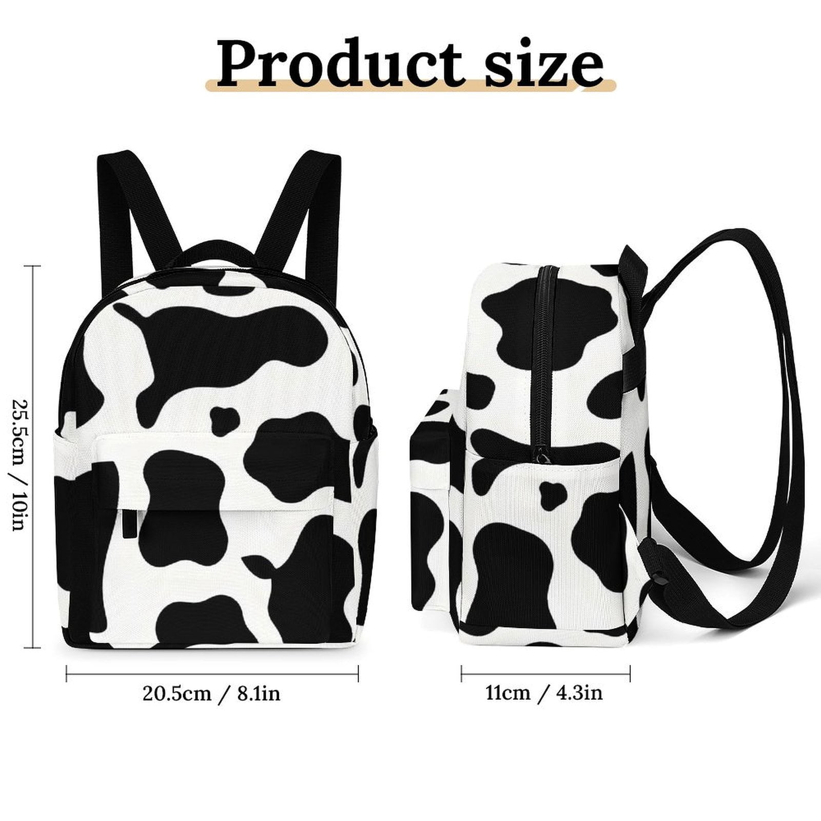 8.1×10in Casual Women'S Backpack With Anti-Contraction And Stretch For Sports Activities Travel Picnics Simple Cow Print Pattern, Vector Art Style_4