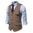 Outerwear Vests Qiggri Men's Plaid Vintage Men's Suit Waistcoat