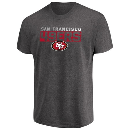 San Francisco 49ers Brown Football - Men's Majestic Heathered Charcoal San Francisco 49ers Come Into Play T-Shirt
