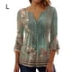 thumbnail image 3 of Minnieouse Tops de manga 3/4, camiseta oscilante, túnica de verano, atractiva, elegante, transpirable, multicolor, para mujer, playa a la moda Prendas para la parte del cuerpo Verde L, 3 of 5