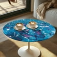 thumbnail image 2 of SEANATIVE Cocktail Table Topper Cap Soft Round Fitted Cocktail Tablecloth with Elastic Edge Easy to Install Table Top Cover for Wedding Party Restaurant 24 Inch, Sparkle Butterfly Blue, 2 of 7