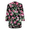 thumbnail image 4 of CYMMPU Floral Printed Round Neck Blouses for Women Dressy Casual Loose Fit Tunic Tops Spring Tops Fall Fashion Shirts 3/4 Sleeve Lightweight Basic T-Shirts Black M, 4 of 5