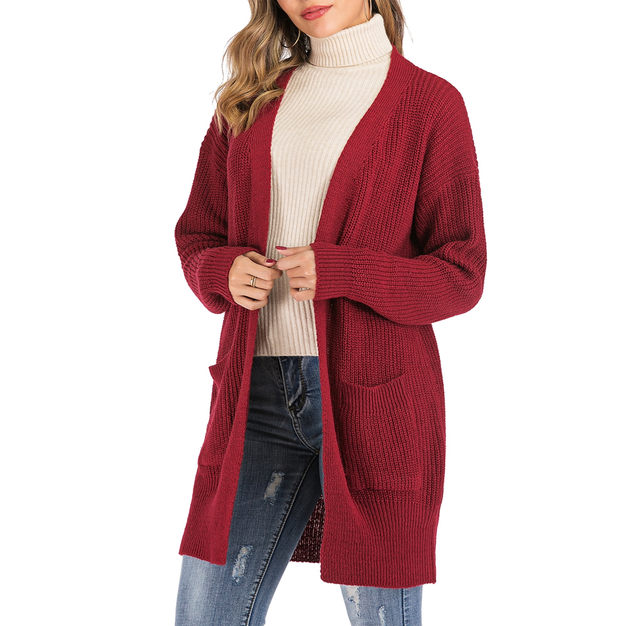 Women Casual Open Front Knit Cardigan Outwear Lightweight